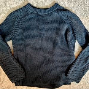 Jenni Kayne Steel Gray Cotton Fisherman Sweater, Medium